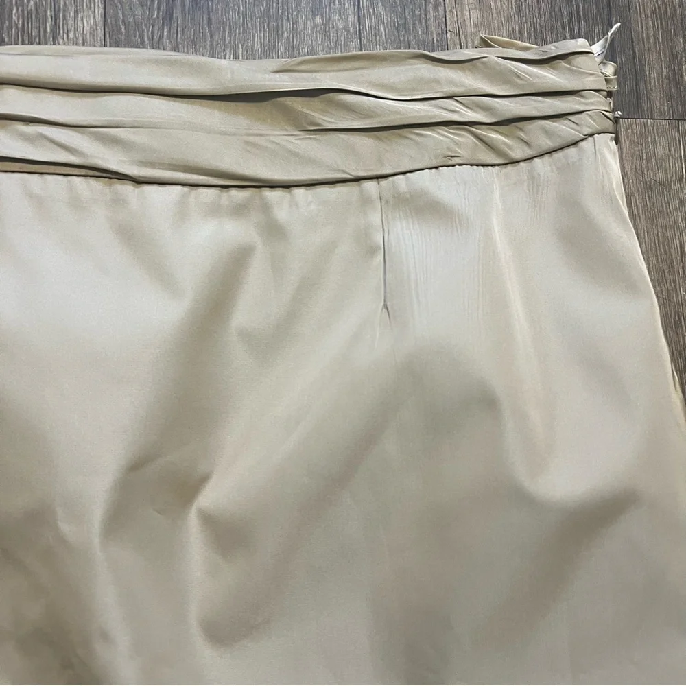 Rena Lange Knee Length Beige Pencil Straight Side Zip Women's Skirt Plus Size 16